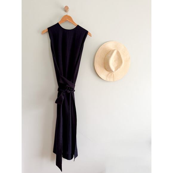 DÔEN | DOEN | Market Raw Silk Wrap Dress in Deep Ink | Sz S - Picture 2 of 7